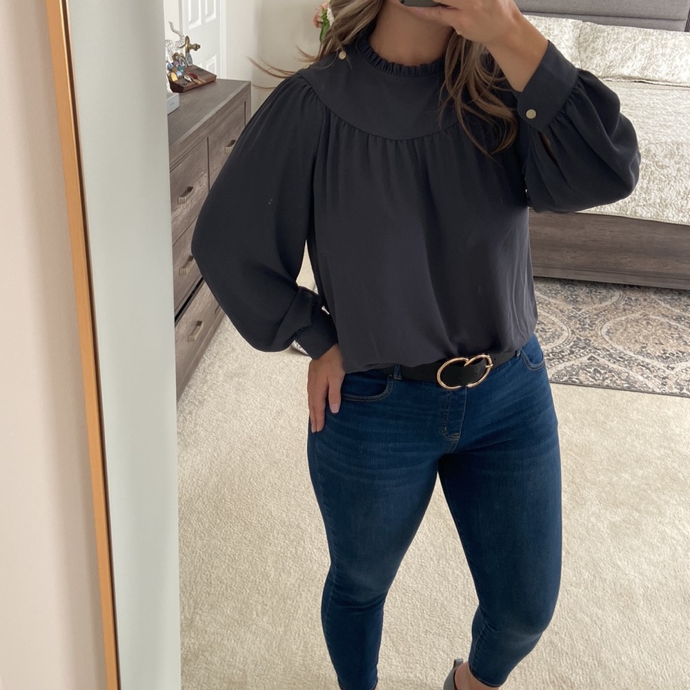 Gray Blouse LOFT